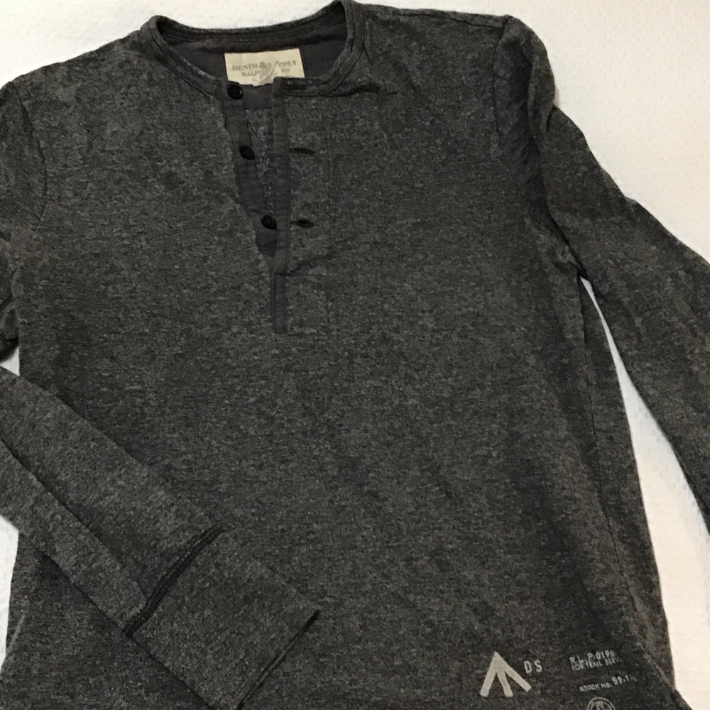 Denim & Supply Ralph Lauren Charcoal Gray Henley Long-Sleeve